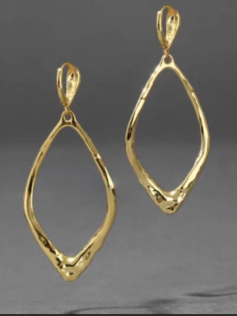 Alexis Bittar • Liquid Gold Brut Open Leaf, Kite Shaped Drop Earrings